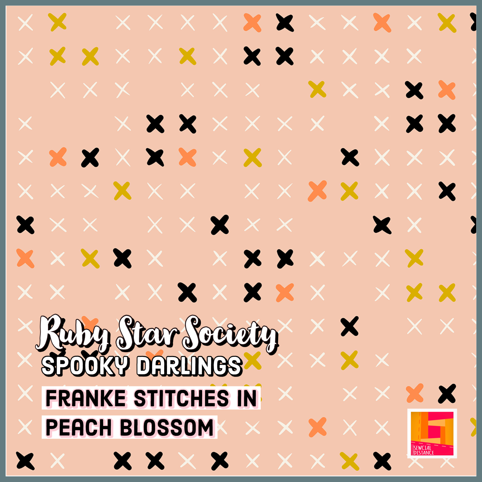 Spooky Darlings - Frankenstitches in Peach Blossom - Ruby Star Society - RS5072 11 - Half Yard
