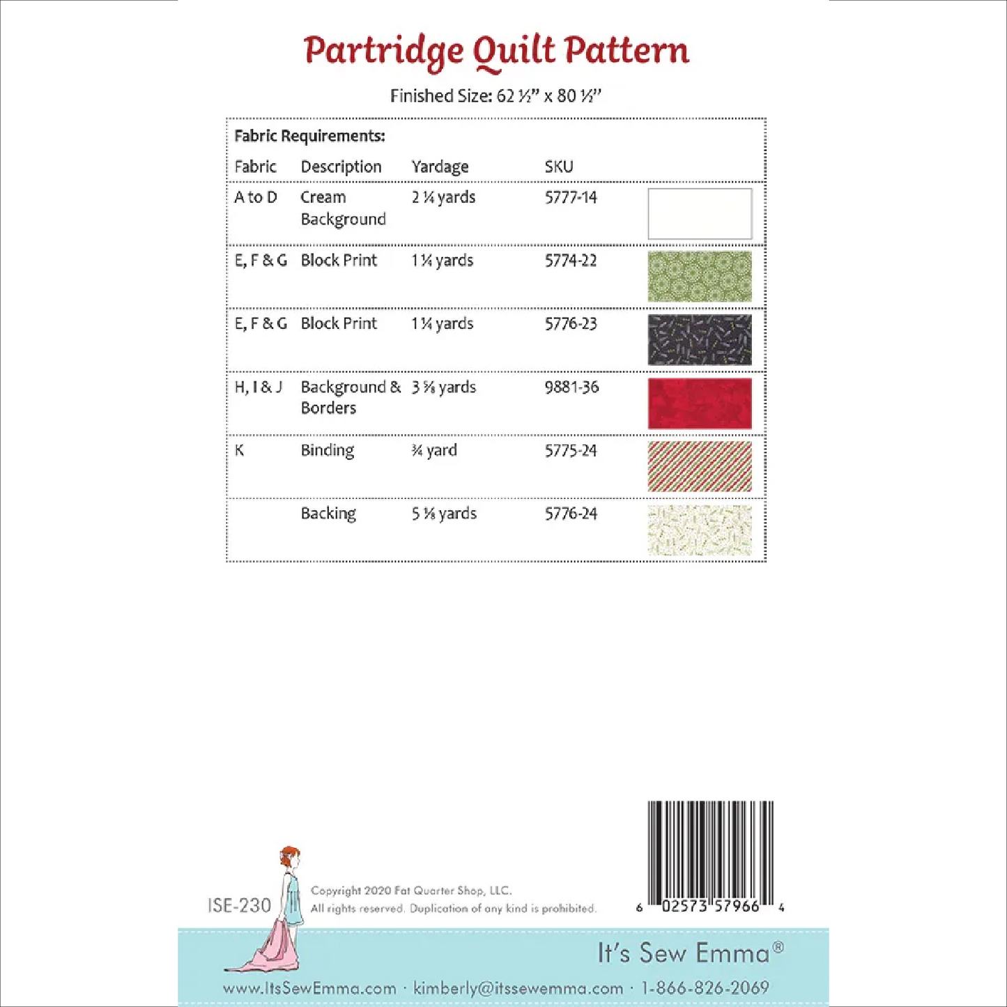 Partridge Quilt Pattern by Its Sew Emma