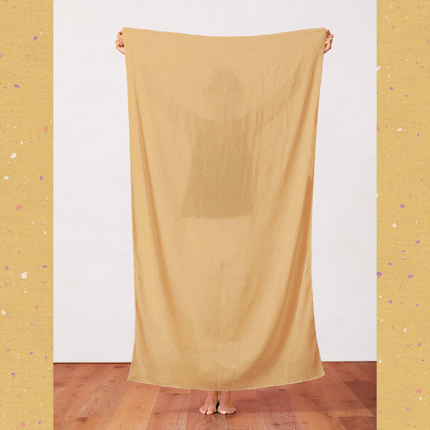Paintbrush Studio-Rainbow Dust-Terrazzo-Mustard in 50in Double Gauze