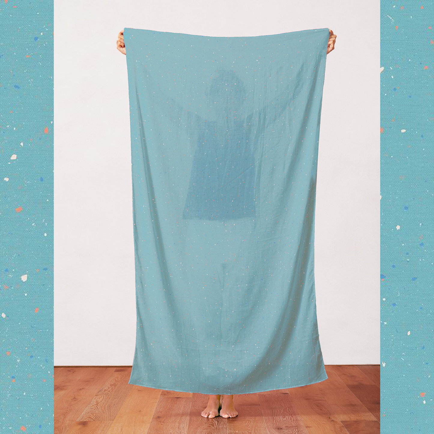 Paintbrush Studio-Rainbow Dust-Terrazzo-Teal in 50in Double Gauze
