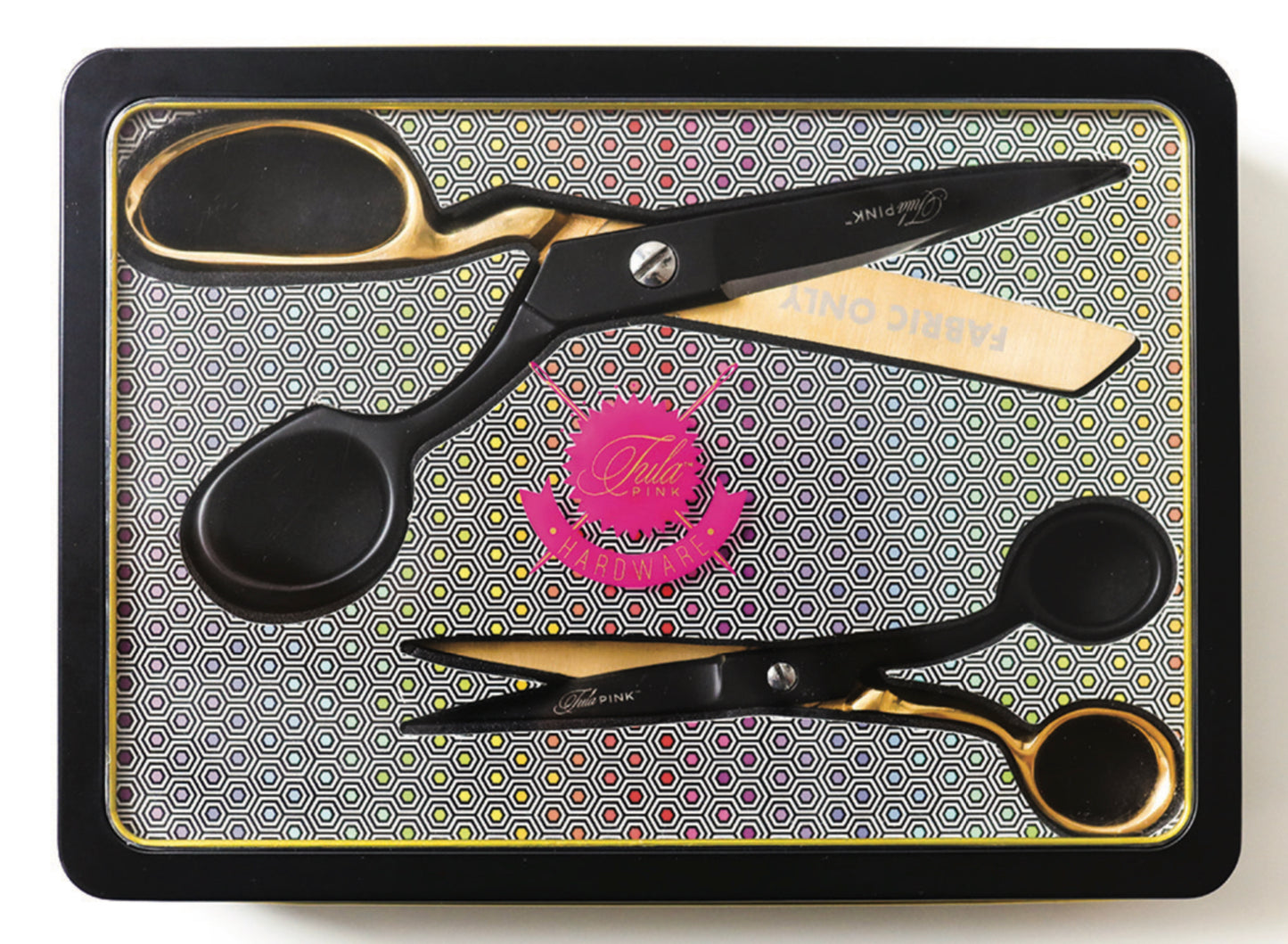 LIMITED EDITION! Tula Pink Limited Edition Black & Gold Scissor Tin