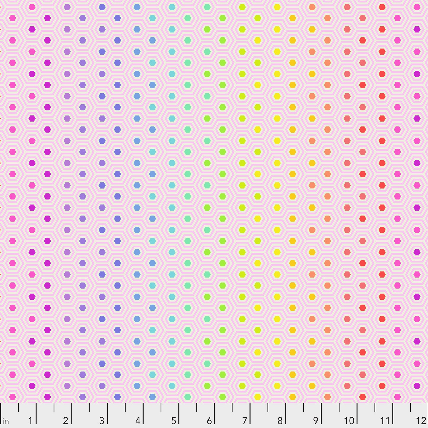 By the 1/2 Yard-Free Spirit-Tula Pink-True Colors-Hexy Rainbow in Shell